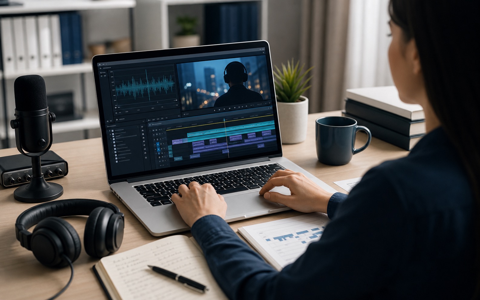 Audio and video transcription, translation and subtitle service workspace